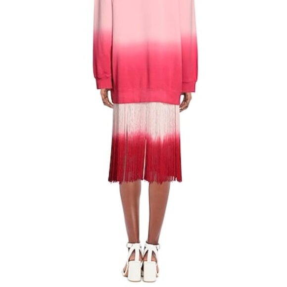 TWINSET MILANO Oversized  SWEATSHIRT FRINGE MIDI DRESS NWOT, SIZE S - Picture 3 of 11